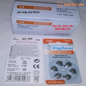 Pin Máy Trợ Thính Digihear size 13-1,45V  -vỉ 6 viên pin tròn