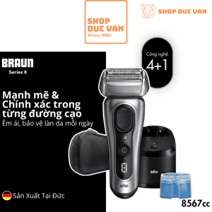 Máy Cạo Râu Braun Series 8 8567cc Của Đức Đầu Cạo 4+1, Cảm Biến AutoSense, Có Trạm Sạc Vệ Sinh Tự Động SmartCare