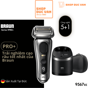 Máy Cạo Râu Cao Cấp Braun Series 9 Pro+ 9567cc Trạm Làm Sạch Thông Minh 6 Trong 1, Pin 60 Phút, Chống Nước 100%