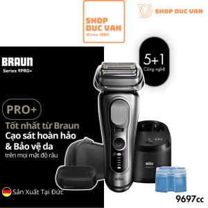 Máy Cạo Râu Braun Series 9 Pro+ 9697cc Công Nghệ 5+1, Đầu ProComfort Cao Cấp, Kèm Trạm Sạc Rửa 6-in-1