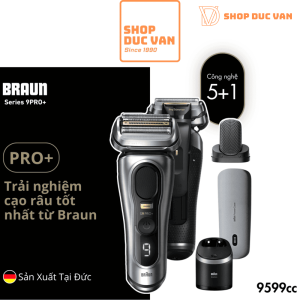 Máy Cạo Râu Braun Series 9 Pro+ 9599cc Cao Cấp Nhất, Kèm Hộp Sạc PowerCase & Trạm Làm Sạch SmartCare 6-in-1, Công Nghệ Sóng Âm AutoSense