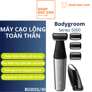 Máy Cạo Lông Toàn Thân Philips Bodygroom Series 5000 BG5025/40 Dành Cho Nam Chống Nước Kèm Phụ Kiện Cạo Lưng