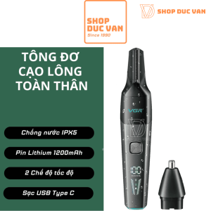 Máy Cạo Lông Toàn Thân Nam VGR V-603, Tỉa Lông Mũi, Lông Vùng Kín Chuyên Dụng, Chống Nước IPX5, Pin Trâu 180 Phút