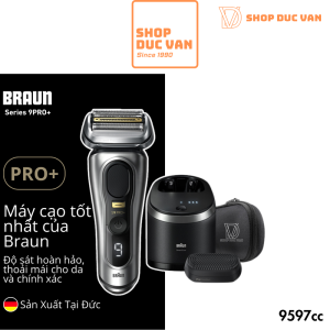 Máy Cạo Râu Braun Series 9 Pro+ 9597cc Kèm Cốc Sạc Rửa Vệ Sinh 6in1 Và Đầu ProComfort