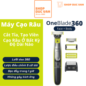 Máy Cạo Râu Philips OneBlade 360 Face + Body Với Khung Lược 5 Cữ Cắt Tỉa, Tạo Viền Và Cạo Râu Với Mọi Độ Dài