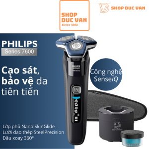 Máy Cạo Râu Philips Norelco 7600 S7886/84 Công Nghệ SenseIQ  Khô & Ướt Sạc Nhanh Kèm Cốc Rửa, Túi Du Lịch & Tông Đơ Cắt Tỉa