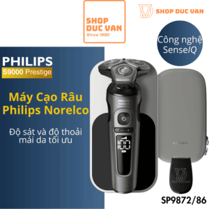 Máy Cạo Râu Cao Cấp Philips Norelco S9000 Prestige SP9872/86 Advanced SenseIQ với Đế Sạc Qi, Tông Đơ Chấn Viền Chính Xác và Hộp Đựng Cao Cấp