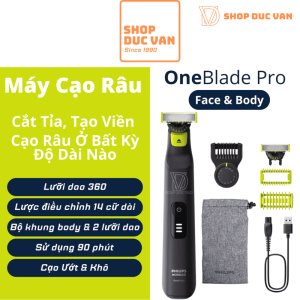 Máy Cạo Râu Philips OneBlade Pro 360 Face & Body QP6542/70 Lưỡi Dao Nguyên Bản Cắt Tỉa Tạo Kiểu Thông Minh Với Lược Đa Năng 14 Nấc Chỉnh