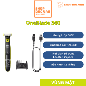 Máy Cạo Râu Philips OneBlade 360 Face Cắt Tỉa Tạo Kiểu Thông Minh Với Lược Đa Năng 5 Nấc Chỉnh