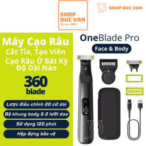 Máy Tỉa Râu Philips Norelco Oneblade Pro 360 QP6552/90 Tỉa Râu Và Lông Toàn Thân, 20 Cài Đặt Độ Dài, Pin 120 Phút