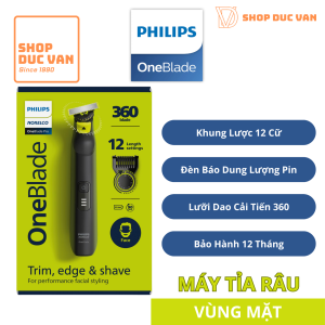 Máy Cạo Râu Philips OneBlade Pro 360 Face QP6531/70 Cắt Tỉa Tạo Kiểu Thông Minh Với Lược Đa Năng 12 Nấc Chỉnh