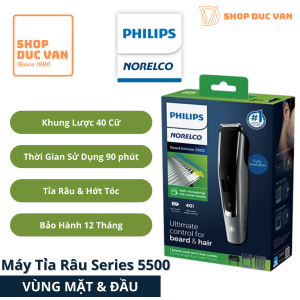 Máy Tỉa Râu Và Cắt Tóc Philips Norelco Series 5500 Sạc Pin Khung Lược 40 Cữ Dành Cho Nam