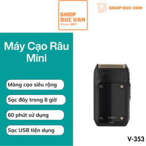 Máy Cạo Râu Mini VGR V-353 Máy Cạo Râu Bỏ Túi Siêu Nhẹ, Sạc USB Type-C, Tích Hợp Đầu Tỉa Tóc Mai 