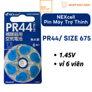 Pin PR44 NEXcell Pin Máy Trợ Thính size 675 1,45V vỉ 6 viên pin tròn