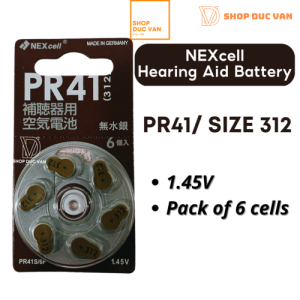 Nexcell Hearing Aid Batteries PR41 Size 312, 6 Count