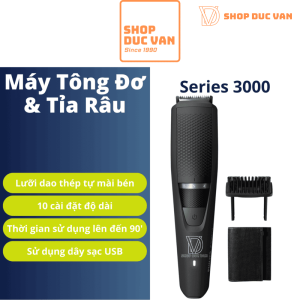 Máy Tạo Kiểu Râu Philips Norelco BT3230 Series 3000 Sạc Pin Khung Lược 10 Cữ Dành Cho Nam
