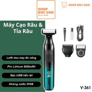Máy Tỉa Râu, Cạo Lông Toàn Thân VGR V-361 Cho Nam An Toàn Vùng Kín, Chống Nước Rửa Nước Trực Tiếp