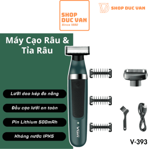 Máy Cạo Râu VGR V-393 Đa Năng 2 Trong 1 Máy Tỉa Râu Định Hình Chống Nước IPX5 Pin Lithium Sạc USB Tiện Lợi