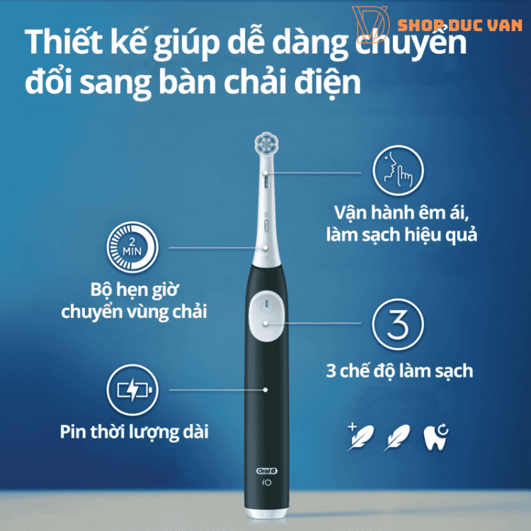 Oral-B iO Series 2 Electric Toothbrush - Smart Toothbrush with 3 Cleaning Modes & Smart Pressure Sensor for Sensitive Teeth and Gum Protection