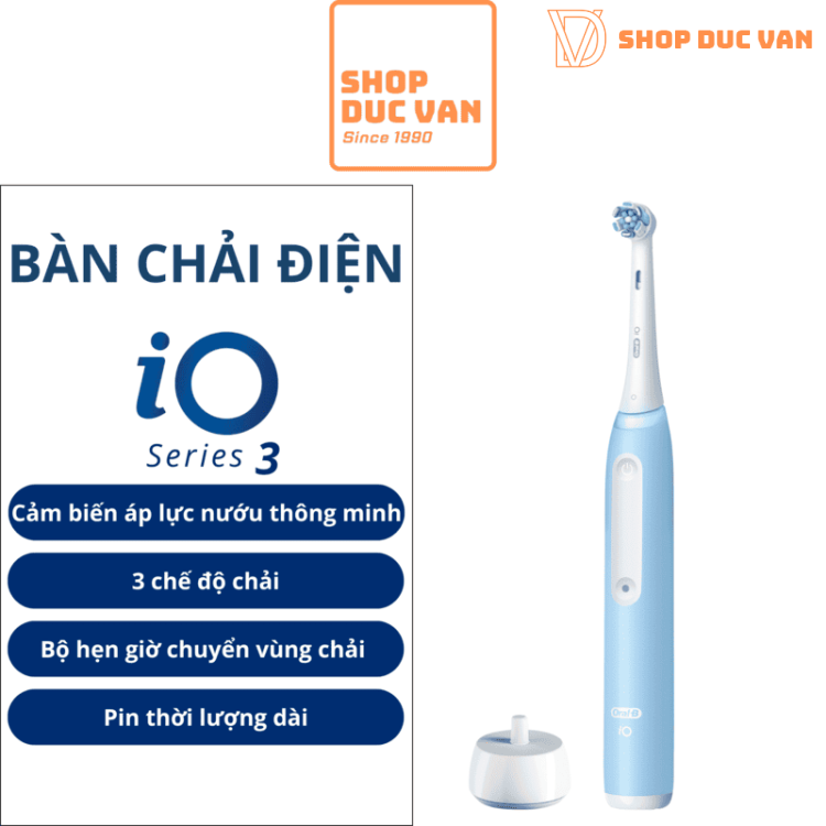 Oral-B iO3 Electric Toothbrush, iO Series 3 Rechargeable Toothbrush for Teeth Whitening and Gum Care, with Smart Pressure Sensor, 3 Modes