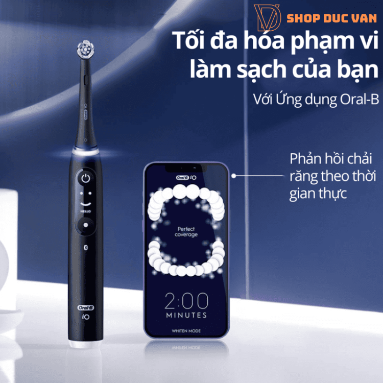 Bàn Chải Đánh Răng Điện Thông Minh Oral-B iO Series 6 iO6 Công Nghệ Từ Tính, 5 Chế Độ Làm Sạch, Kết Nối App