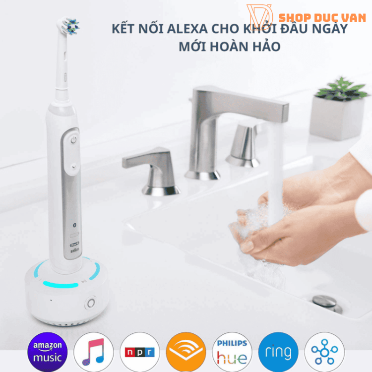 Bàn Chải Điện Oral-B Guide Genius Alexa Built-In Tự Động Cảm Biến Áp Lực, 6 Chế Độ Làm Sạch