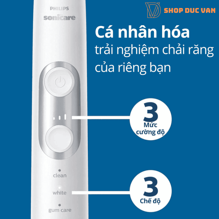 Bàn Chải Điện Philips Sonicare 6100 ProtectiveClean Làm Trắng Răng, 3 Chế Độ & 3 Cường Độ, Cảm Biến Áp Suất Kèm Hộp Du Lịch