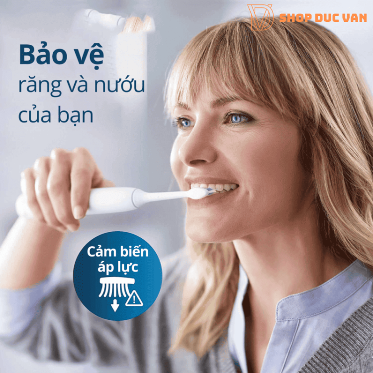 Bàn Chải Điện Philips Sonicare 6100 ProtectiveClean Làm Trắng Răng, 3 Chế Độ & 3 Cường Độ, Cảm Biến Áp Suất Kèm Hộp Du Lịch