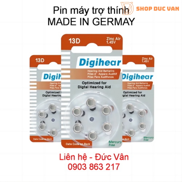 Pin Máy Trợ Thính Digihear size 13-1,45V  -vỉ 6 viên pin tròn