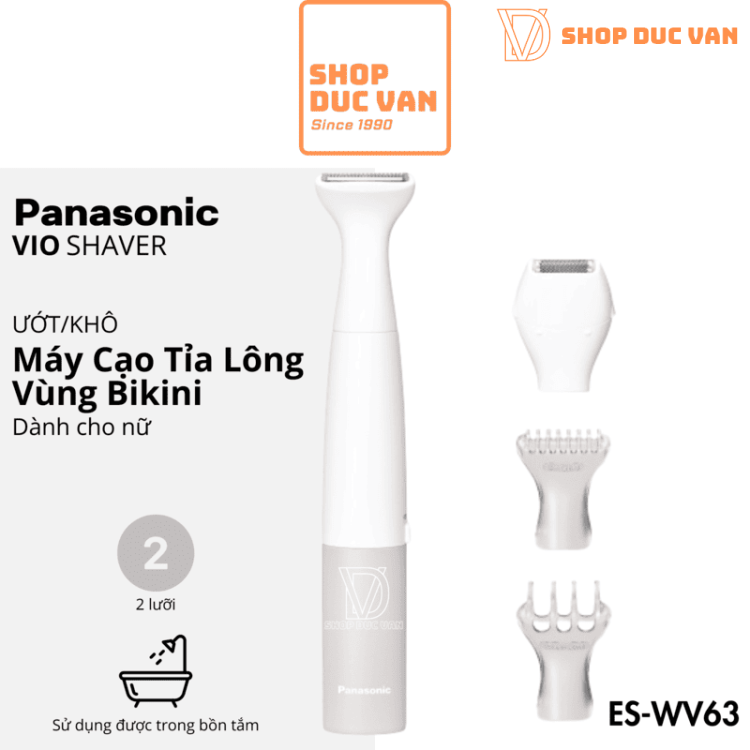 Máy Cạo Tỉa Lông Vùng Bikini Panasonic ES-WV63 Chống Nước IPX7, Cạo Khô và Ướt