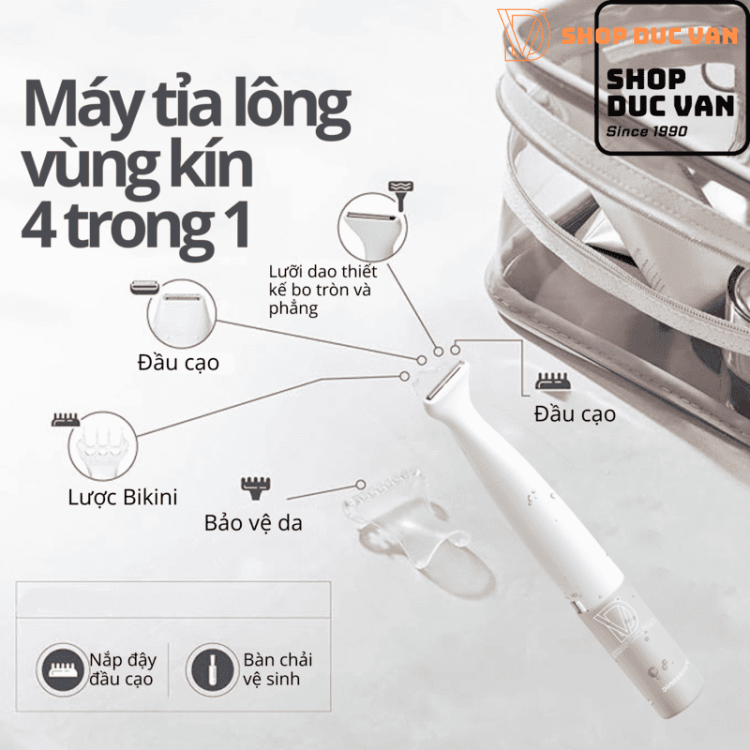 Máy Cạo Tỉa Lông Vùng Bikini Panasonic ES-WV63 Chống Nước IPX7, Cạo Khô và Ướt