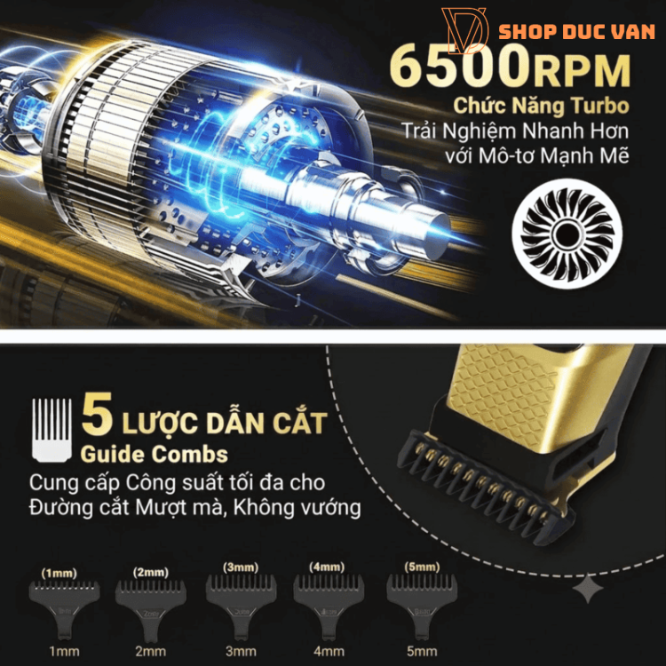 Máy Cạo Râu Đa Năng VGR V-366  Bộ Tông Đơ Cắt Tóc, Tỉa Lông Mũi 3 Trong 1 Động Cơ Turbo 6500RPM Sạc USB Type-C Pin 90 Phút