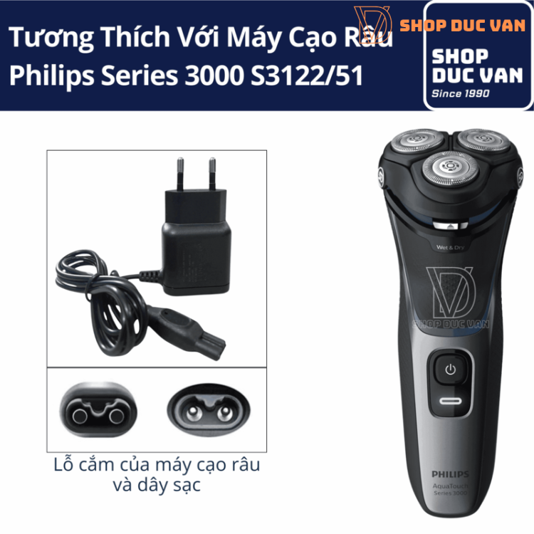 Dây Sạc Dành Cho Máy Cạo Râu Philips Series 3000 S3122/51