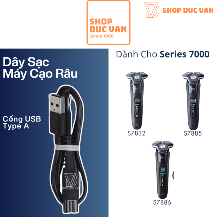 Dây Sạc USB Máy Cạo Râu Philips Series 7000 Chính Hãng S7832 S7836 S7837 S7885 S7886 S7887