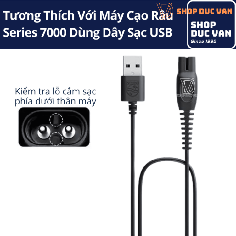 Dây Sạc USB Máy Cạo Râu Philips Series 7000 Chính Hãng S7832 S7836 S7837 S7885 S7886 S7887