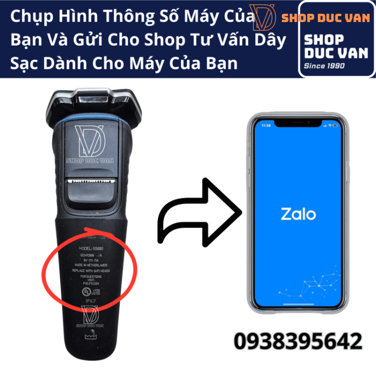 Dây Sạc USB Máy Cạo Râu Philips Series 7000 Chính Hãng S7832 S7836 S7837 S7885 S7886 S7887