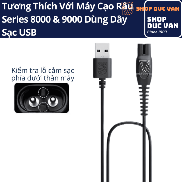 Dây Sạc USB Máy Cạo Râu Philips Series 8000 Series 9000 Chính Hãng S8692 S8697 S8850 S9642 S9647 S9696 S9697 