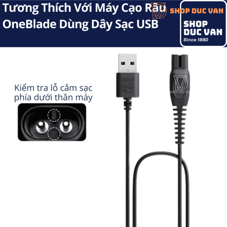 Dây Sạc USB Máy Cạo Râu Tỉa Râu Philips OneBlade Chính Hãng QP1424 QP1624 QP2724 QP2834