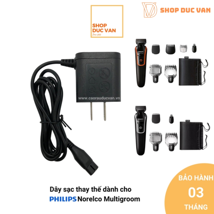 Dây sạc thay thế dành cho Philips Norelco Multigroom QG3330 QG3331 QG3332 QG3255 QG3320 QG3340, Sạc máy cạo tỉa râu đa năng Philips