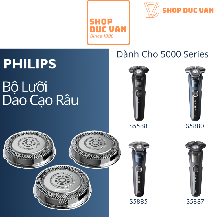 Bộ Lưỡi Dao Thay Thế Cho Máy Cạo Râu Philips Norelco Series 5000 Đầu Vuông