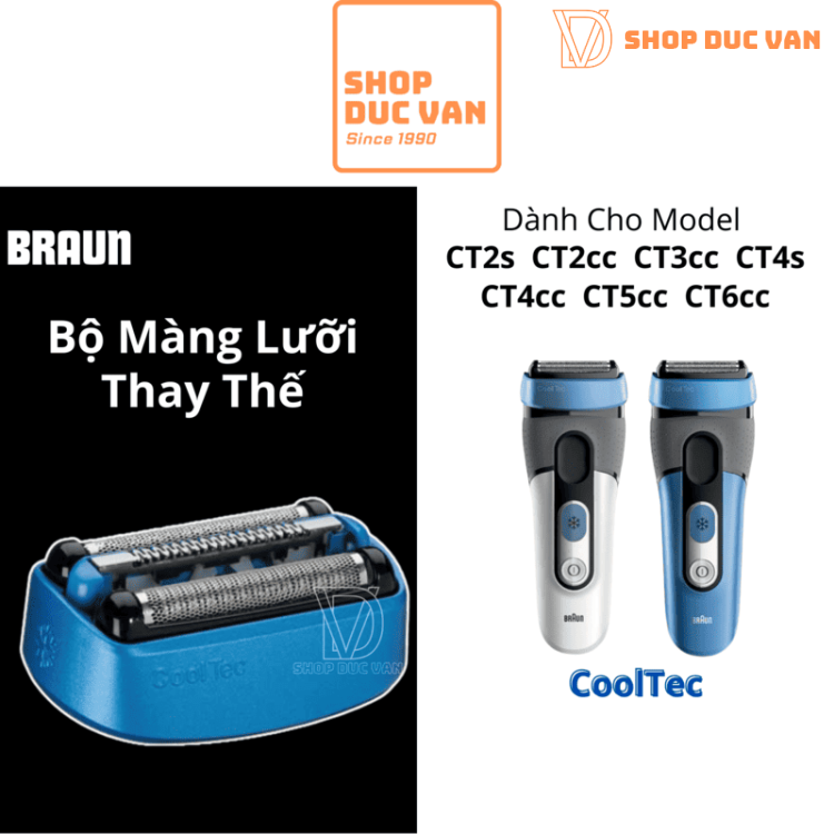 Braun 40B Replacement Head, Foil and Cutter Cassette for CoolTec Electric Shavers, Fits Models CT2s, CT4s, CT5cc, CT6cc