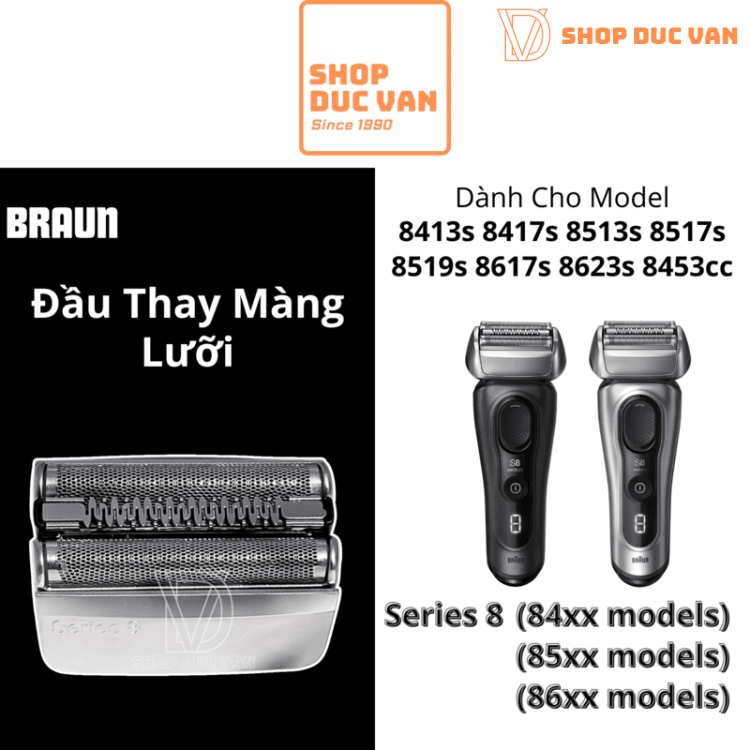 Đầu Cạo Thay Thế Braun 83M Chính Hãng Cho Máy Cạo Râu Series 8 8413s 8417s 8513s 8517s 8519s