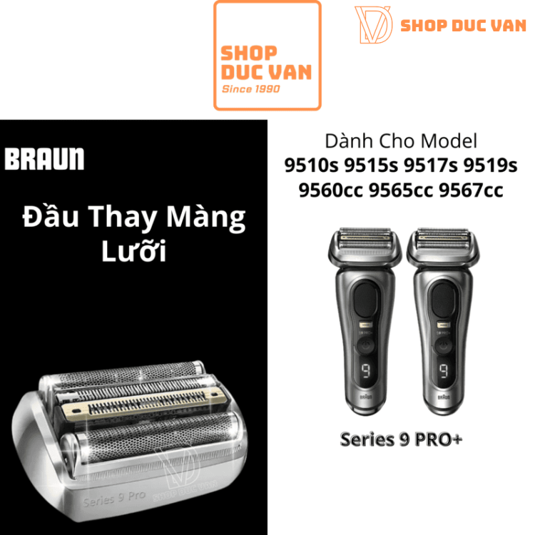 Đầu Cạo Braun 94M Thay Thế Series 9 Pro+ Dòng 9510s 9515s 9517s 9519s 9520s 9525s 9527s 9550s