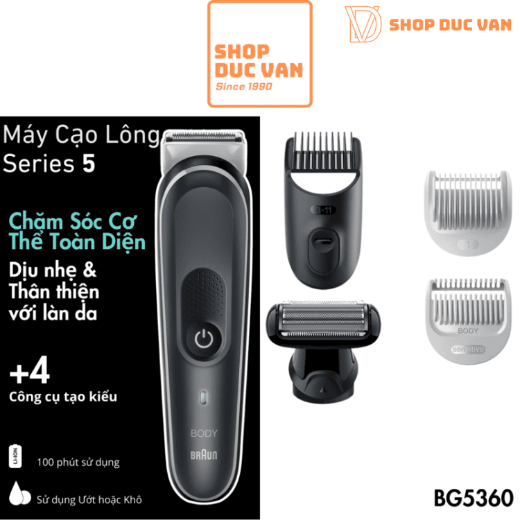 Máy Cạo Tỉa Lông Toàn Thân Braun BG5360 Series 5 Dành Cho Nam Công Nghệ SkinShield An Toàn