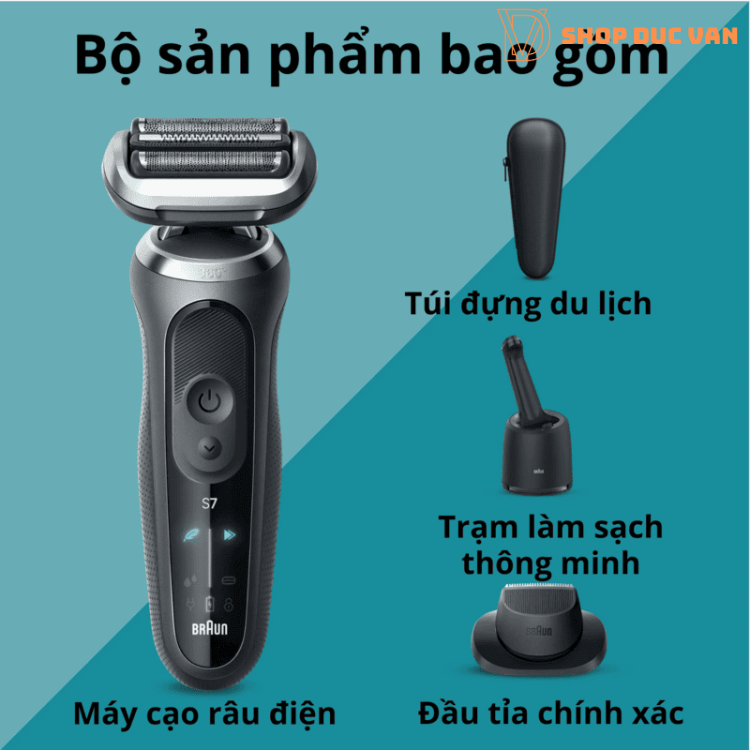 Máy Cạo Râu Braun Series 7 7171cc Đầu Linh Hoạt 360°, Trạm Sạc Tự Rửa SmartCare, Made in Germany