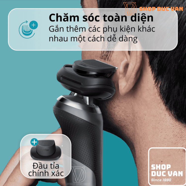 Máy Cạo Râu Braun Series 7 7171cc Đầu Linh Hoạt 360°, Trạm Sạc Tự Rửa SmartCare, Made in Germany
