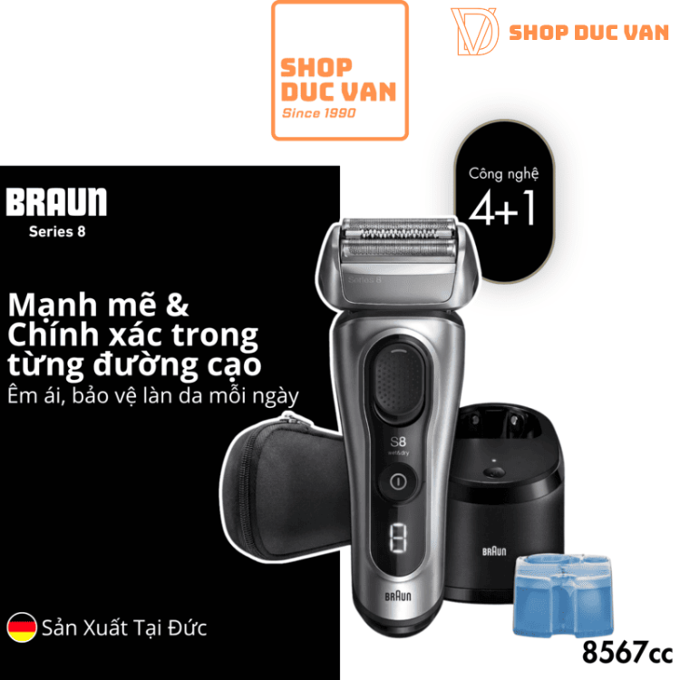 Braun Series 8 8567cc Electric Shaver (Made in Germany) AutoSense Sensor & SmartCare Station