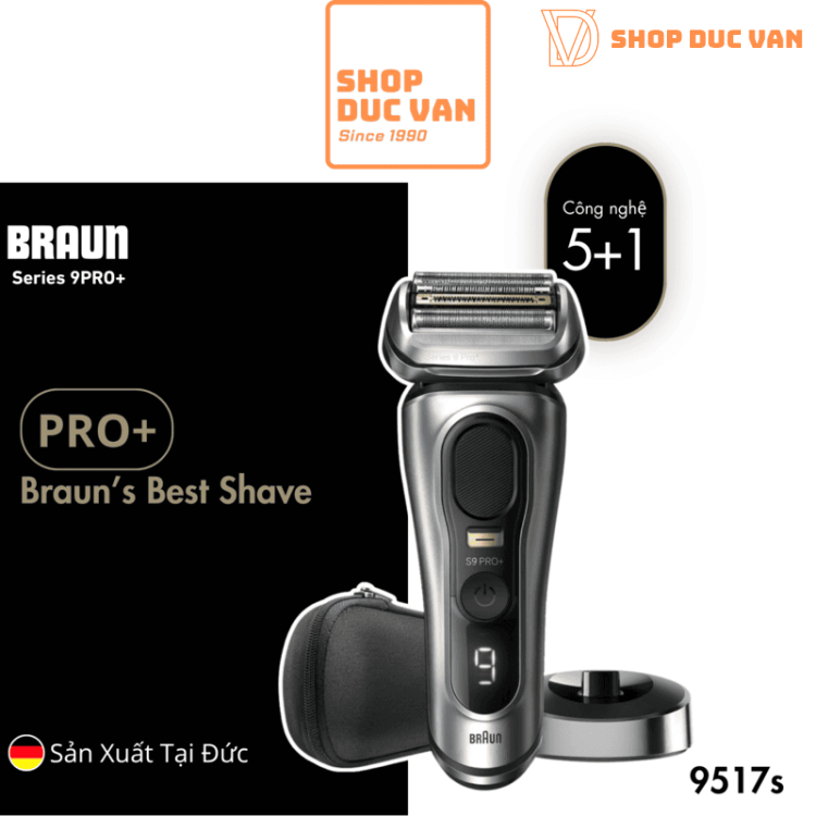 Braun Series 9 PRO+ 9517s Electric Shaver - with Charging Stand & Travel Case