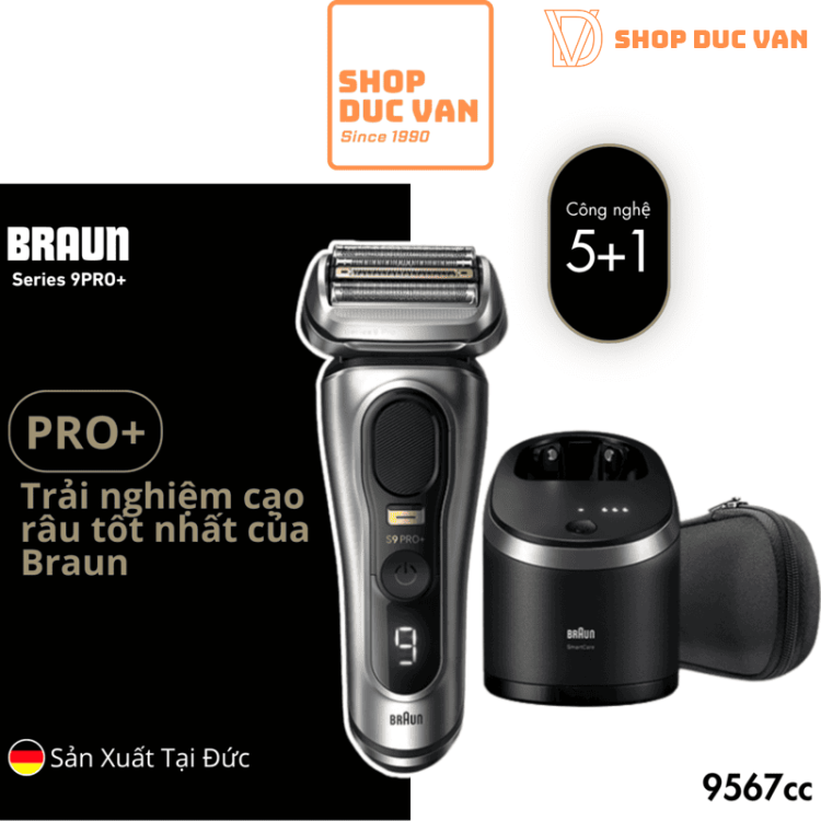 Braun Series 9 Pro+ 9567cc Premium Electric Shaver - 6-in-1 SmartCare Center, 60-Minute Battery, 100% Waterproof