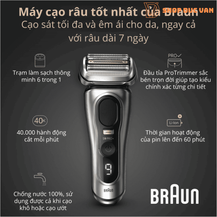 Braun Series 9 Pro+ 9567cc Premium Electric Shaver - 6-in-1 SmartCare Center, 60-Minute Battery, 100% Waterproof